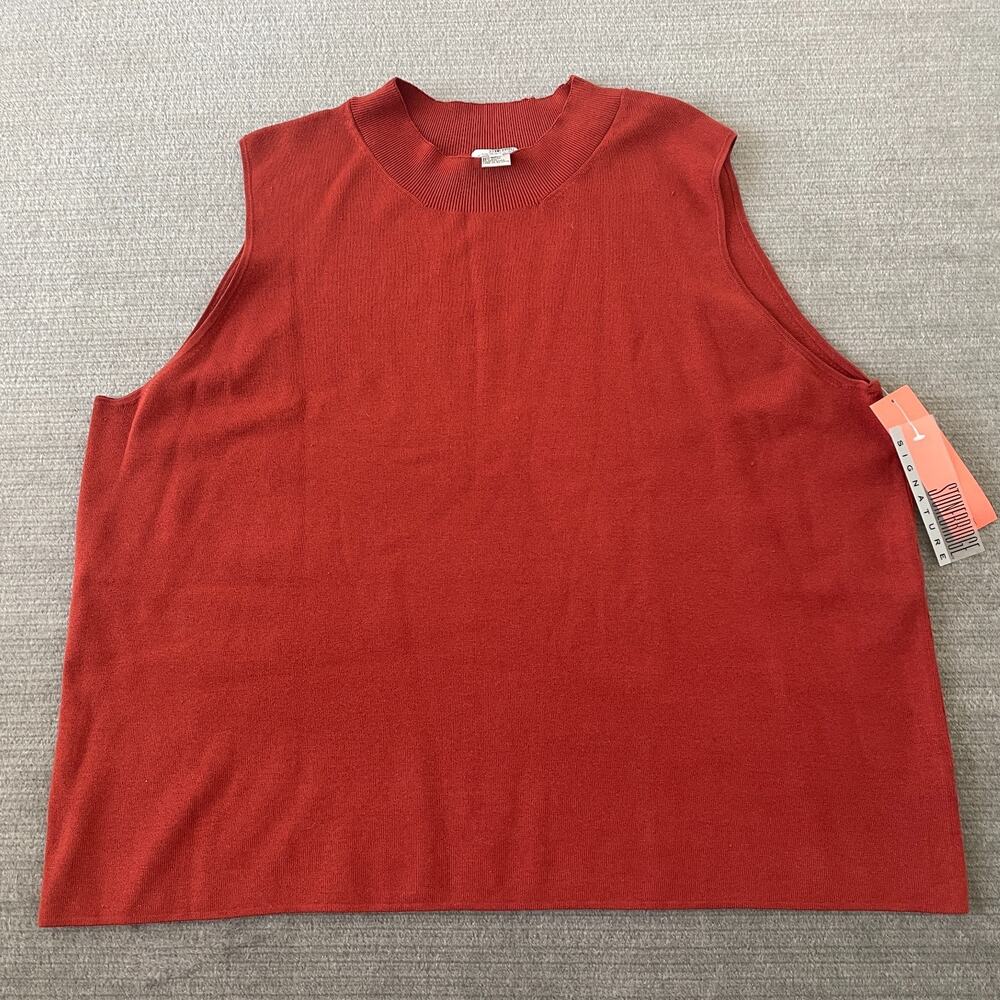 Stonebridge Sweater Vest Women 3X Deep Orange Knit Academia Minimal Turtleneck